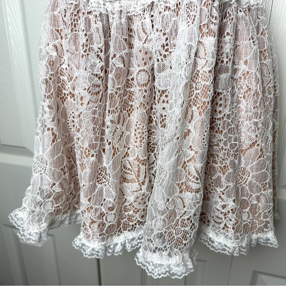 New FOR LOVE & LEMONS Jelena Strapless Lace Dress Ivory Nude Bow Front Mini NWT - Picture 7 of 14